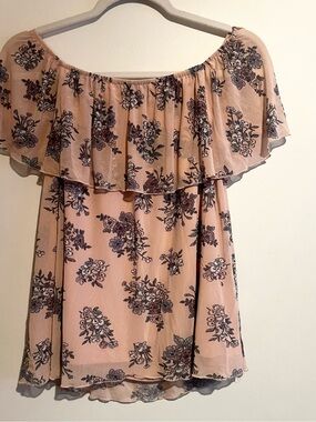 Women's Blush Floral Off-Shoulder Ruffle Top